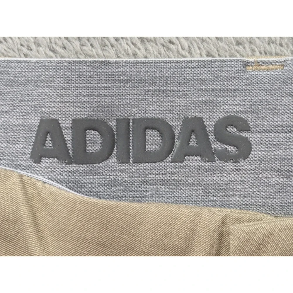 Adidas Mens Golf Pants Tan Khaki Performance Trousers 37x28 Athletic Chino